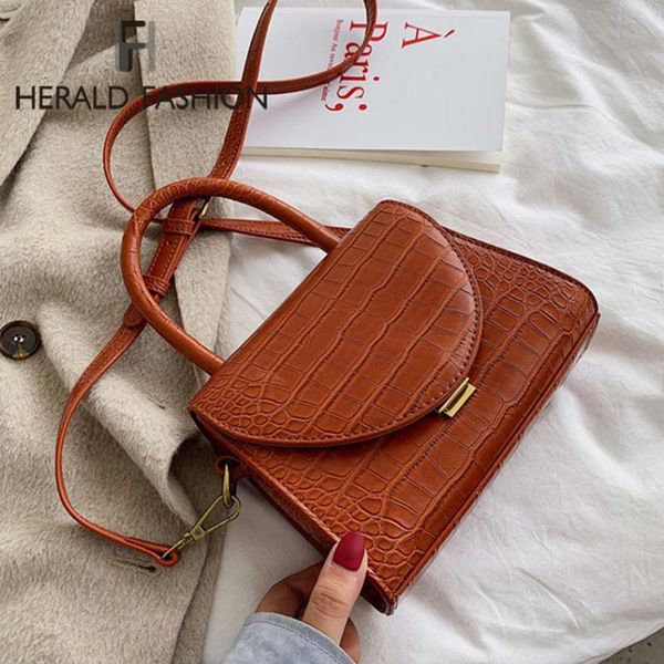 

women's designer luxury handbag 2020 new pu leather crocodile pattern shoulder messenger bag retro women handbags crossbody bags