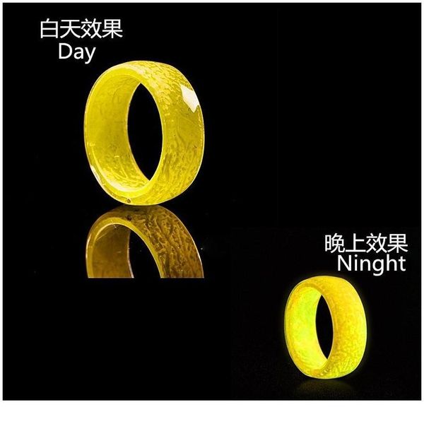 

luminous resin ring blue pink glow inlay green background men women fluorescent crack glowing rings jewelry gifts qylepi, Black
