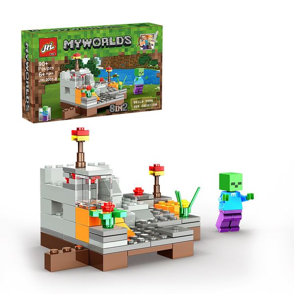

my world bricks set mine farm mountain waterfall village treehouse figures my world model building blocks toys 16 styles