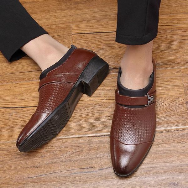 

dress shoes 2021 brand mens fashion casual slip on leather big size 48 business office male wedding brogue a100, Black