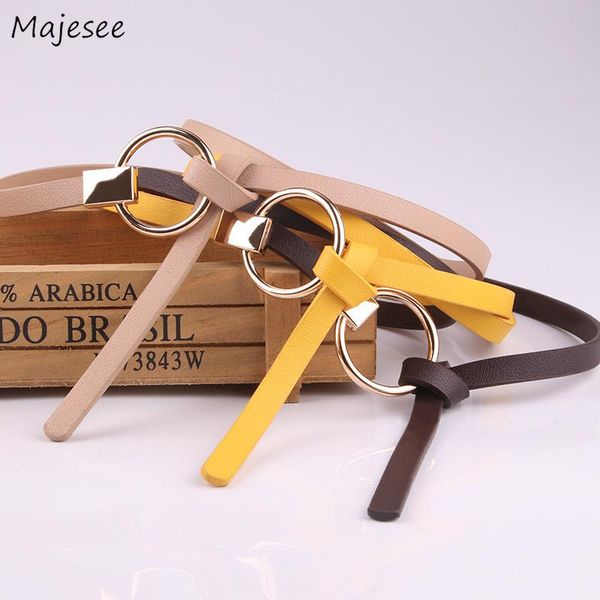 

belts women harajuku casual solid womens all match simple round buckle belt korean style simple waist accessories, Black;brown