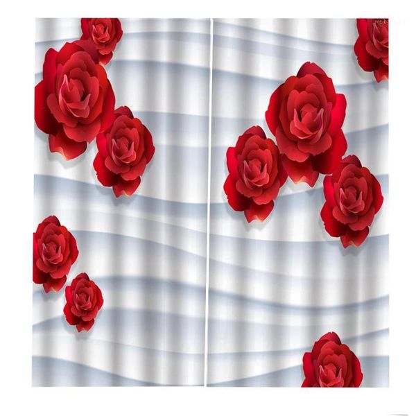 Vorhangvorhänge, kreative individuelle Vorhänge, rote Rose, für Wohnzimmer, Schlafzimmer, Verdunkelung, Sonnenschutzvorhänge1