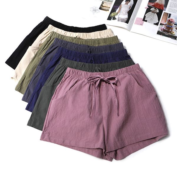 

women's shorts wear high waist three part pants large and thin foreign trade leisure a-line wide leg shorts are loose, White;black