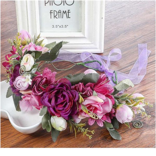 

haimeikang beauty romantic flowers crown flower headband for women floral beach bride wreath hair accessories garland h qyloms