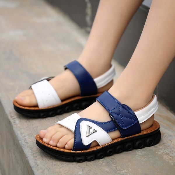 

summer kids sandals for boys baby beach flat shoes children gladiator sandals toddler student outdoor sports casual shoes y201028, Black;red