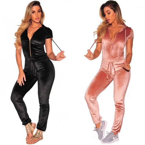 

leisure more jumpsuits zipper movement products02241, Black;white