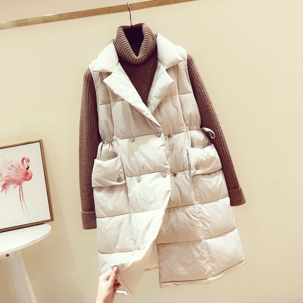 

autumn winter vest women waistcoat 2020 female sleeveless vest jacket warm long vest coat colete feminino slim waist coatsx1016, Black;brown