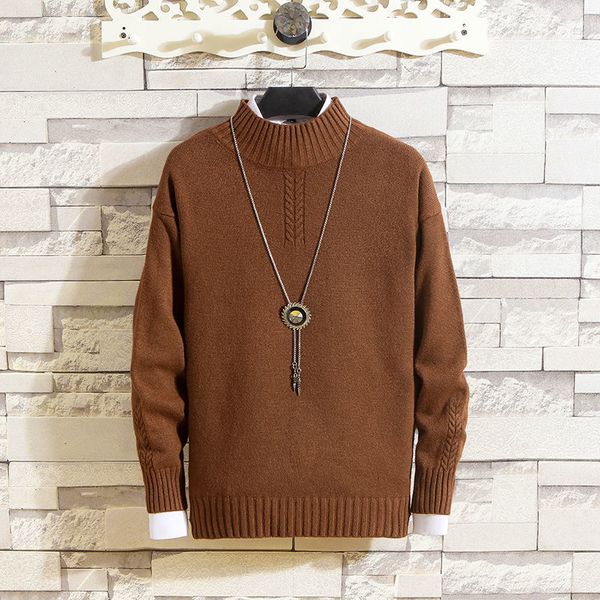 

winter sweater men's warm fashion solid color knitted pullover men streetwear casual o-neck sweaters mens clothes -3xl, White;black