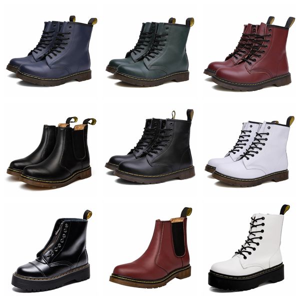 

shipped within 6 days] classic 1460 boot ankle high platform crystal sole martin fox mens womens fur snow martins fox boots doc 36-46 #, Black