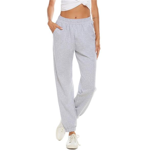 

women loose casual sports pants solid elastic high waisted trousers streetwear sweatpants joggers with pockets, Black;white