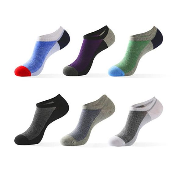 

men's socks 2021 6 color short breathable sports cotton ankle large size boat global drop, Black