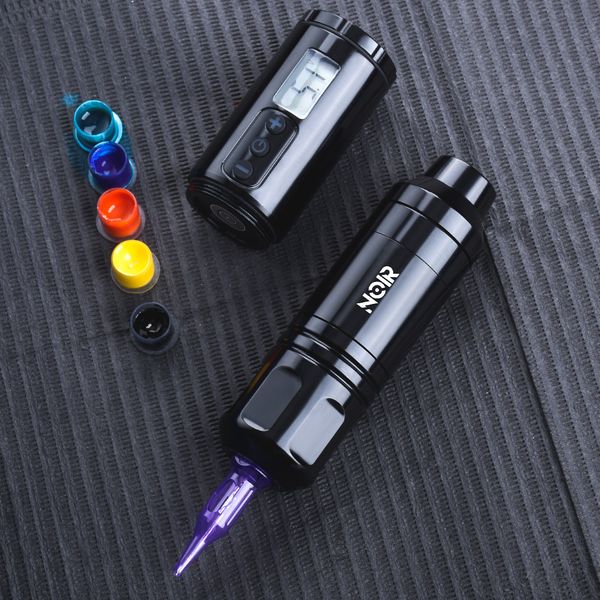 Noir Wireless Rotary Tattoo Pen Machine RCA Шнур со сменными батареями WQP-035