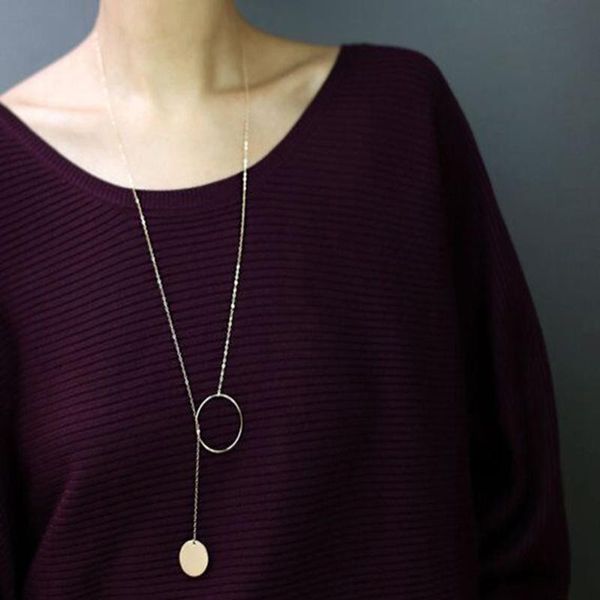 

chains 2021 large sequins gold round necklace and pendant summer long fashion jewelry factory direct sales, Silver
