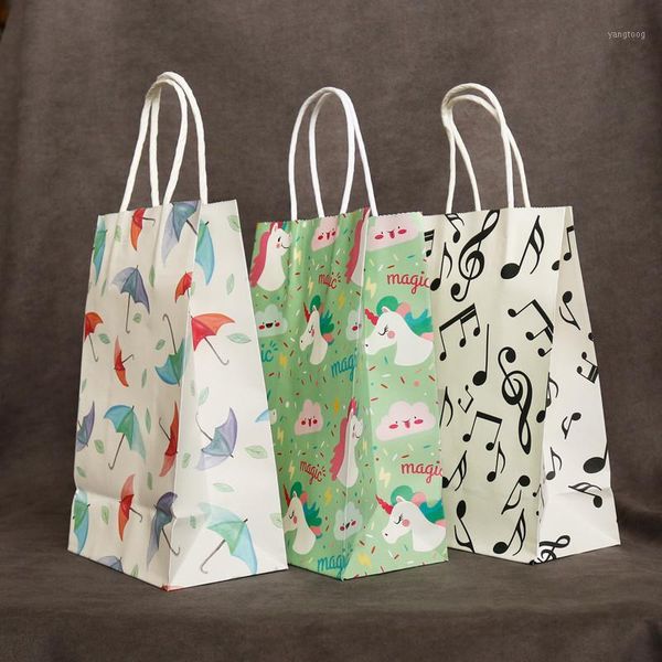 

2pcs cartoon craft kraft paper bag with handles gift bags vintage envelope for card scrapbooking gift stationery1