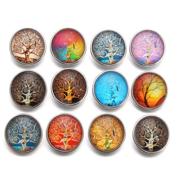 

10pcs/lot tree of life glass snap buttons fit 18mm/20mm diy snap bracelet buttons jewelry 10pcs/ sqcwwk