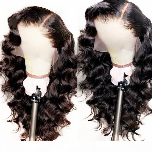 

natural looking soft 13*3 long body wave hair black color heat resistant synthetic lace front wigs glueless swiss lace wigs for black women
