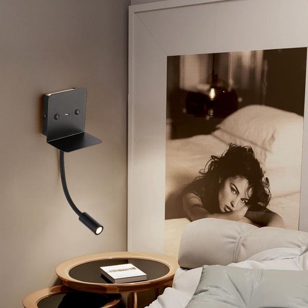 

bedside reading light with shelf usb charger modern led bedroom light with background night led wall lamps switch