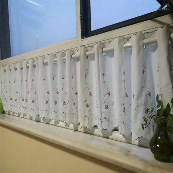 

pastoral rose voile curtain coffee half curtain kitchen door short small for window shading1