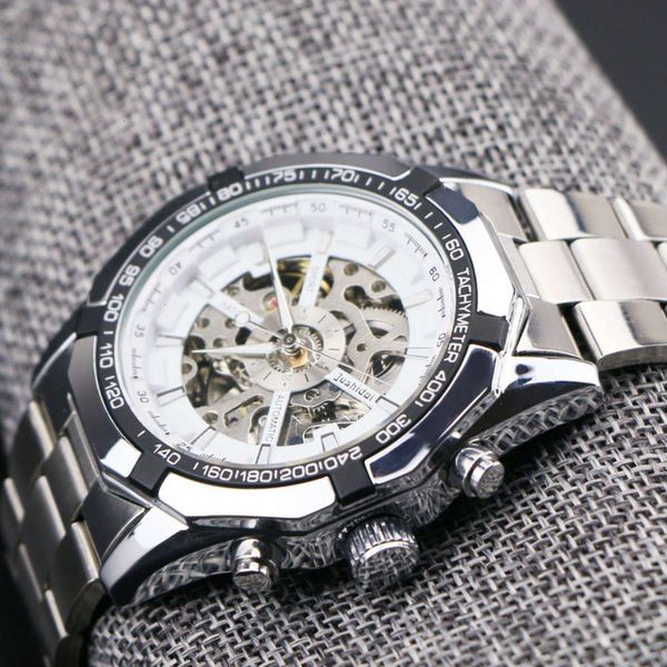 

men's mechanical watch automatic hollow full boutique waterproof watch charming business watch mena1wh, Slivery;brown