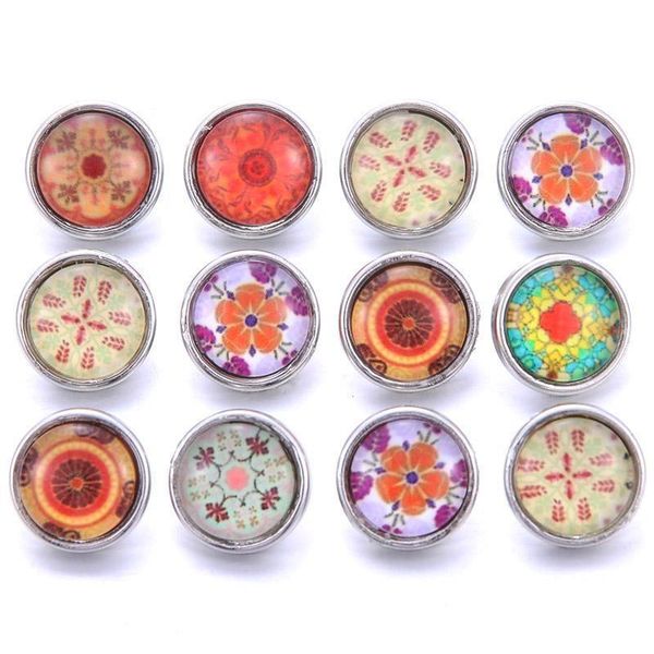 

wholesale 10pcs lot new mixed flower glass snap 12mm snaps buttons for snaps jewelry fit 12mm snap button bracelets h qylgxm