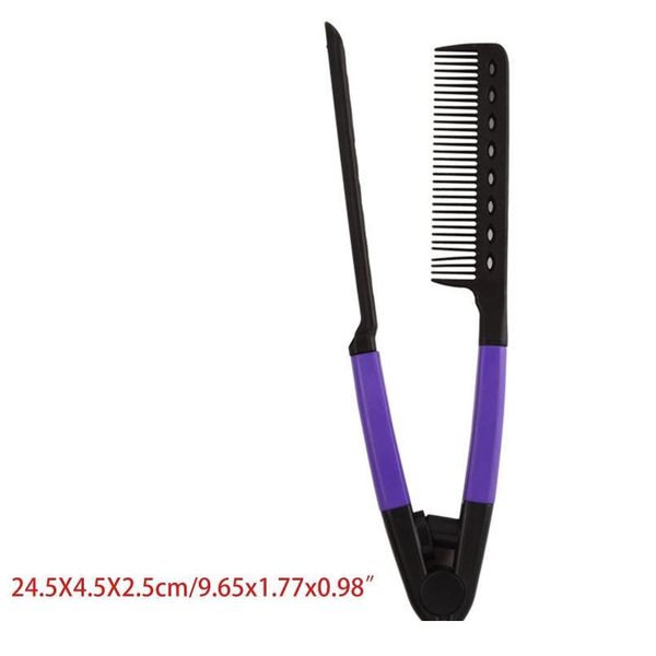 

diy portable hair styling clip salon haircut hairdressing tool v type hair straightener comb jllvwt, Silver