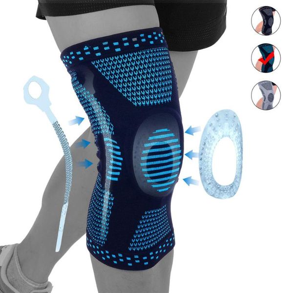 

elbow & knee pads 1pcs nylon elastic sports breathable support brace running fitness hiking cycling protector silicone pad, Black;gray