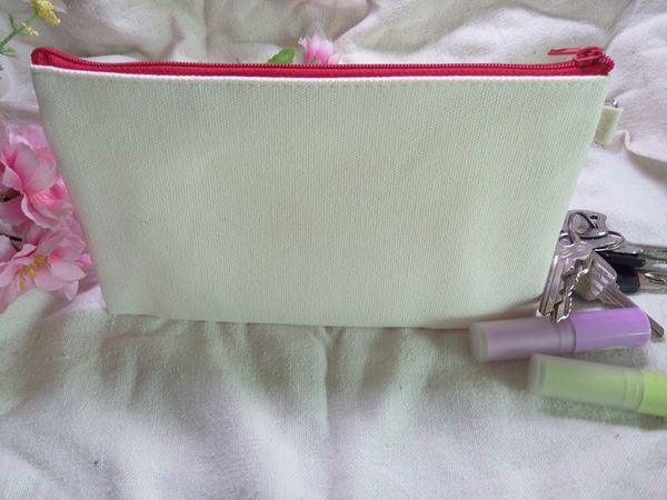 

crafts cotton canvas cosmetic bags diy women blank plain white zipper makeup bags mobile phone clutch bag organizer cases pencil pouches