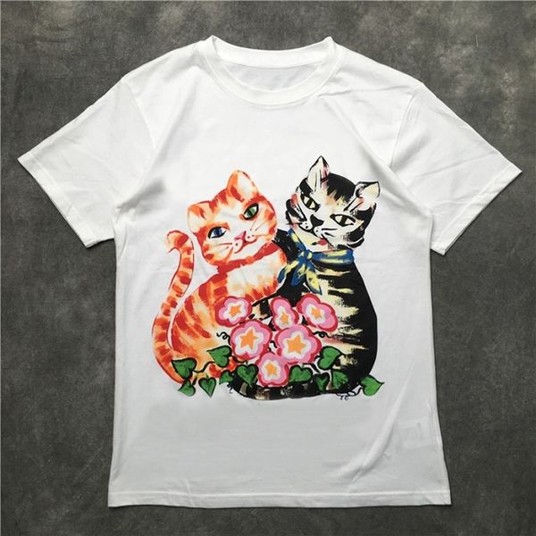 

men fashion casual printed t shirt couple round neck hip hop short sleeve t shirt size s-xxl, White;black