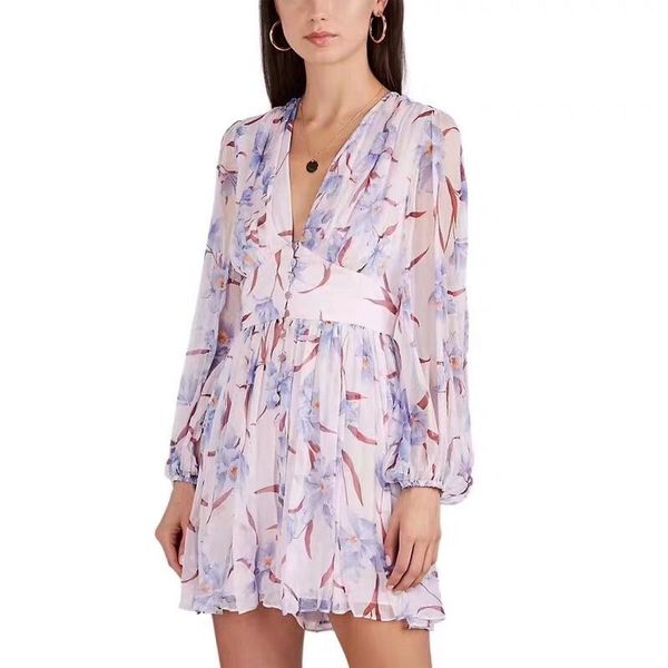 

women clue chiffon handsome purple flower vacation female v-neck playsuits bodysuits long manga lantern party jumpsuit nssh, White