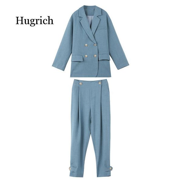 

women's two piece pants suit fashion 2021 hong kong style small leg set, White