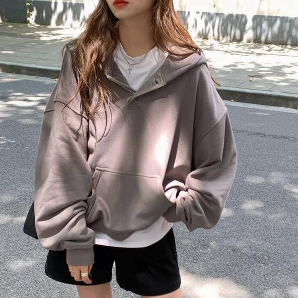 

women's hoodies & sweatshirts for women 2021 pullover autumn winter female sweatshirt solid color slim fashion casual wild, Black