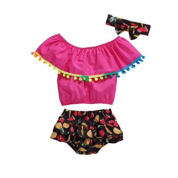 

clothing sets us 3pcs toddler kids baby girls clothes princess cute shorts pants headband set1, White