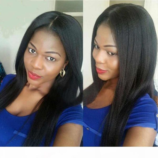

full lace human hair wigs pre plucked with baby hair yaki straight lace front wigs for black women brazilian remy hair wigs, Black;brown