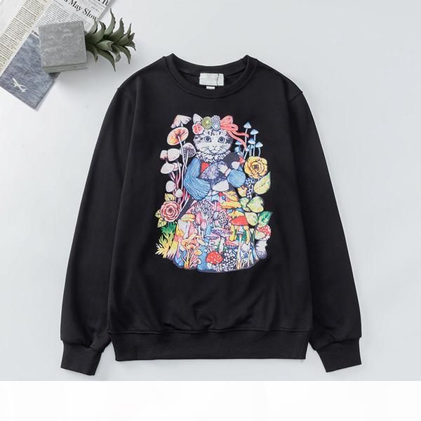 

2020 designer sweatshirts hoodie mens women long sleeve exotica shirts autumn spring luxury clothing cat printed pineapple casual sweater, Black