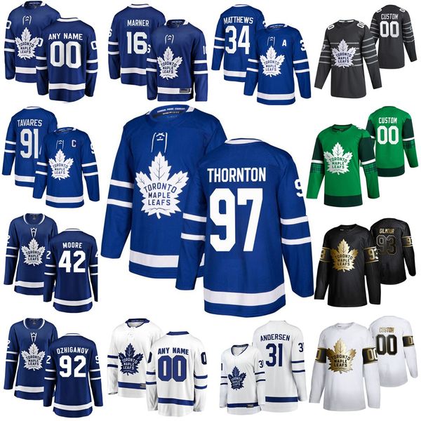 

toronto maple leafs hockey jerseys 97 joe thornton 34 auston matthews 16 mitchell marner 91 john tavares morgan rielly custom stitched, Black;red
