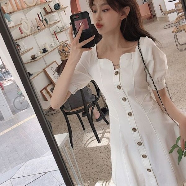 

sm7hf white celebrity 2020 summer fairy sweet french waist tight lady elegant graceful slimming internet dress dress dress wkwt4, Black;gray