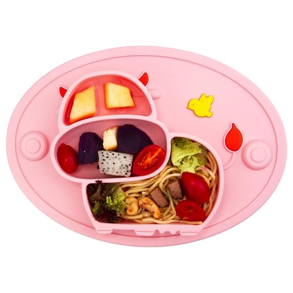 QShare Baby Silikonplatte Geschirr Kinder Lebensmittel Fütterung Container Tischsat Infant Geschirr Saugschale LJ201221