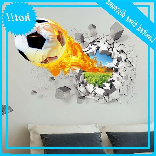 

fires through muurstickers for children's room decoration home decals football funs 3d murals sport game pvc poster