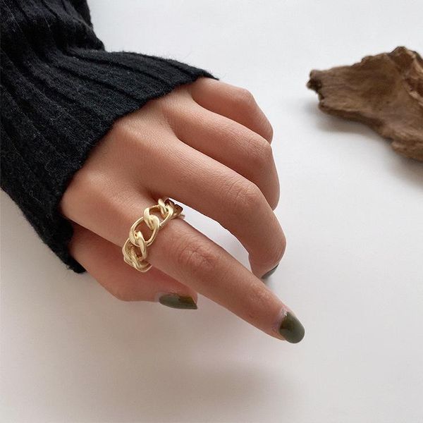 

cluster rings vintage titanium steel hollow open ring simple chain metal stainless women and girl fashion jewelry gift wholesale, Golden;silver