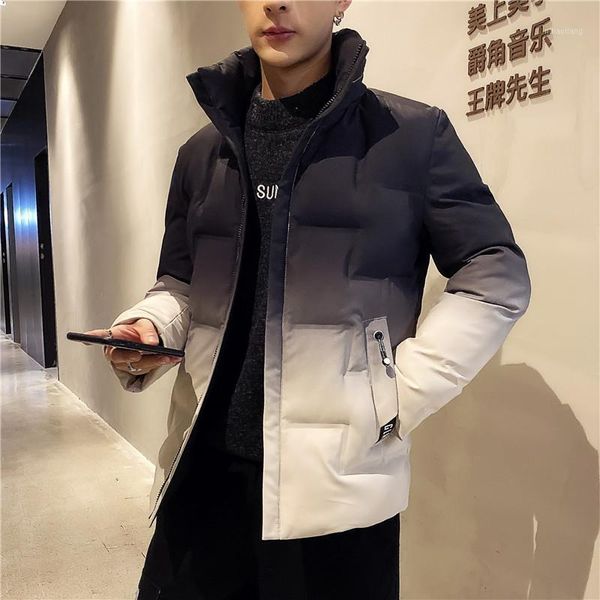 

men's down & parkas men winter warm casual puffy jacket men's stand collar thick male fashion parka coat1, Black