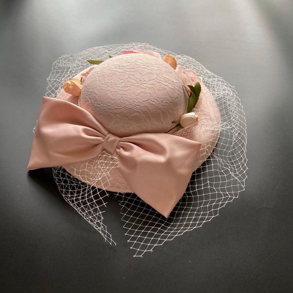 

women large brim fascinator hat cocktail wedding party headpiece fashion headwear formal flower hair accessories, Blue;gray