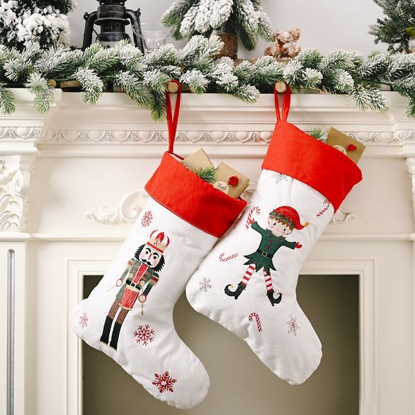 

christmas decorations red and white gifts snowflake socks creative walnut soldier socks elf christmas socks dress up gift bags