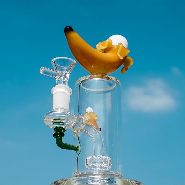 Atacado Unique Banana Water Bongs Pipe Reti Percolador 14mm Feminino Joint Glass Bong Cilindros De Cilindros De Oil Dab Rig Rig Rig Vidro Tubulação de Vidro Tigela