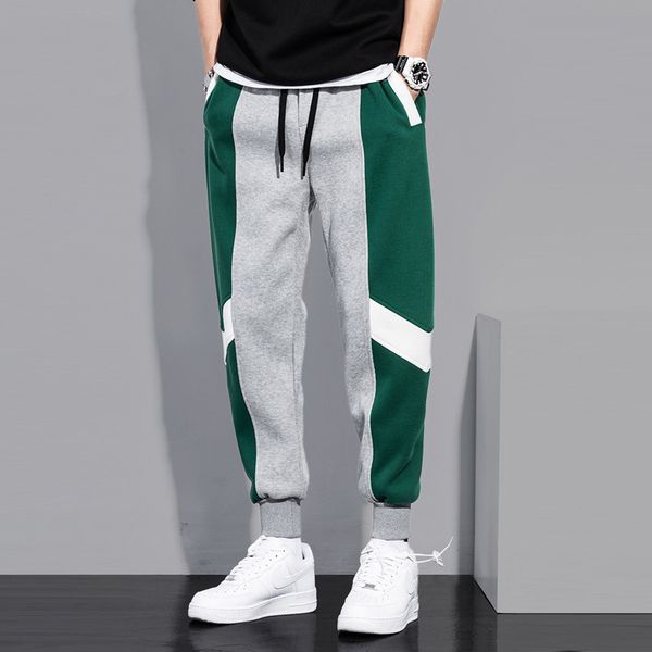 

2021 new fashion streetwear casual joggers pants men spliced designer overalls leisure hip hop wide leg sweatpants loose harem trousers kap2, Black