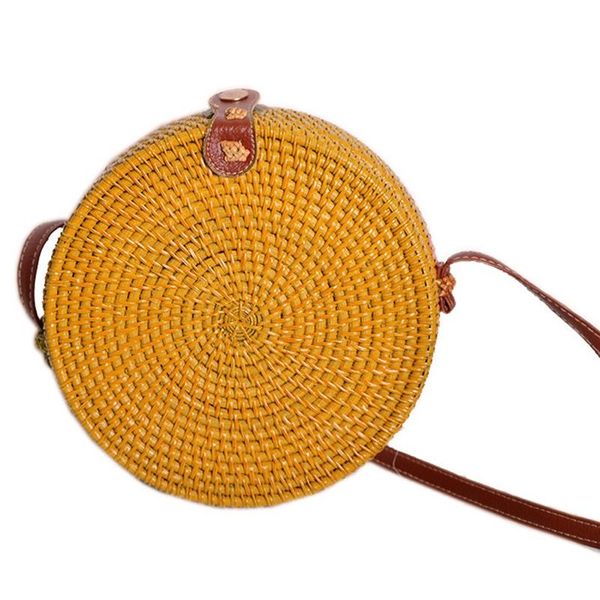 

цвет vintage ручной crossbody кожаная сумка круглый пляжная сумка девушки круг rattan малый bohemian плеча