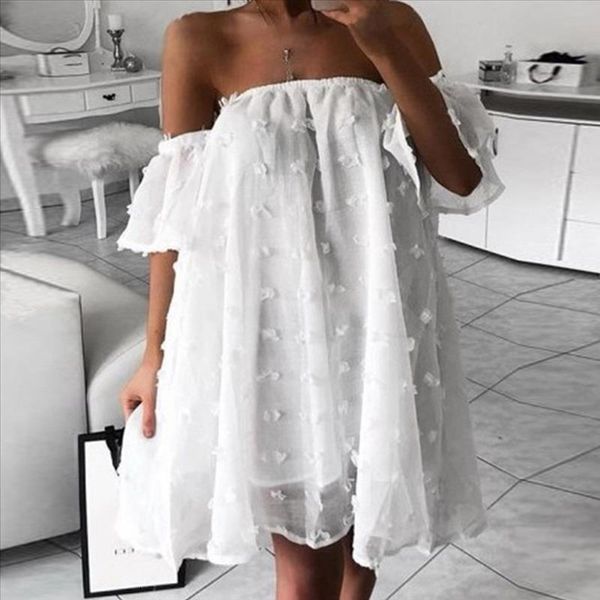 

19 fashion women's casual wave point jacquard flat shoulder tube loose dress ladies patchwork lace cute style dress 506, Black;gray