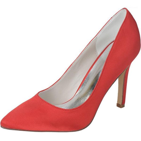 

fashion women pumps thin high heels party wedding shoes pointed toe silk 9.8cm slip on zapatos de mujer 2020 size 35-421, Black