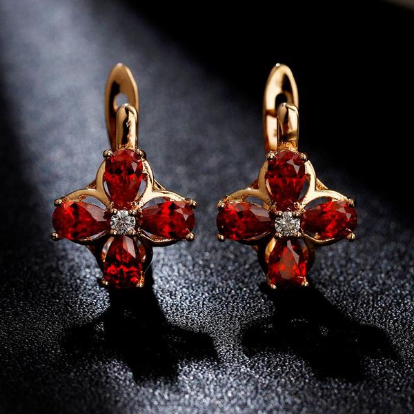 

hanreshe red stone earrings shaped mini cute crystal stud earring fine trendy jewelry wedding rose gold women accessories gift, Golden;silver