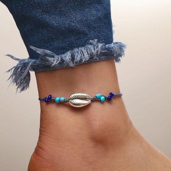 

s215 bohemia бисер shell подвеска ножной для женщин boho summer beach vacation jewelry leg браслет голеностопного halhal ноги ножного кпт qy, Red;blue