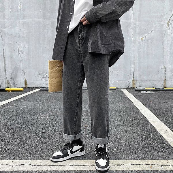 

2021 men's brim pants spring and winter new fine-fitting straight-leg printed down skinny jeans fashion young clothes vmmz, Blue